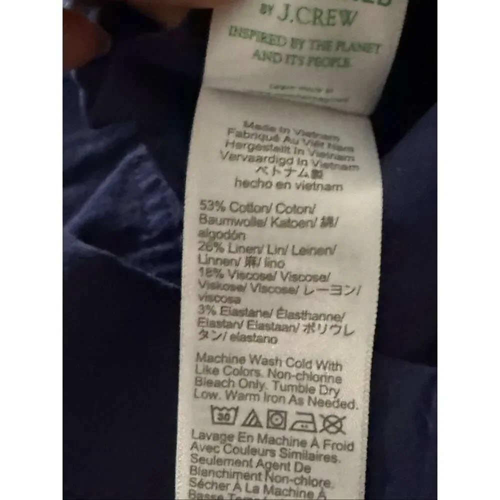 J.Crew Wide Leg Linen Blend Pants Women’s 27 Blue Patch Pocket High Rise